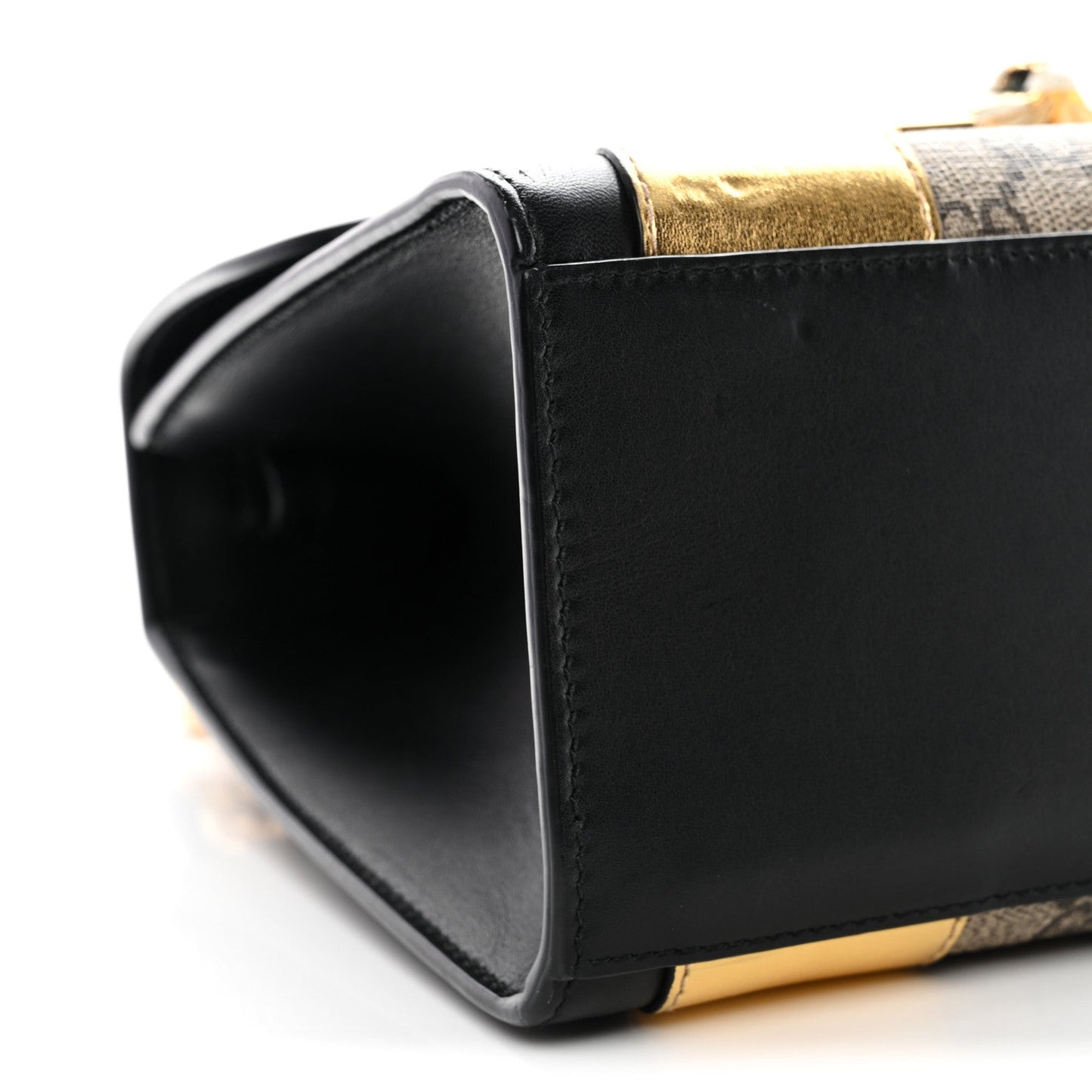 GG Supreme Monogram Small Osiride Top Handle Bag Black Gold