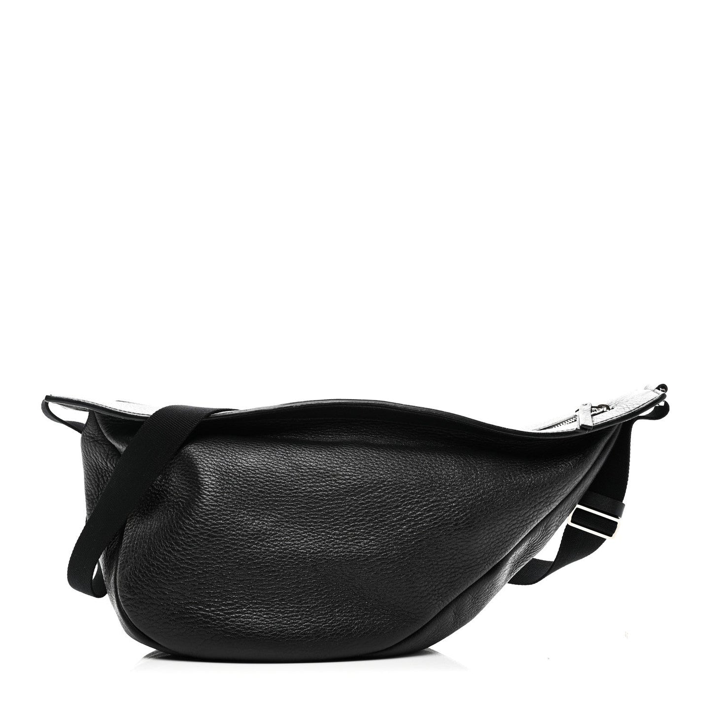 Grained Calfskin Large Slouchy Banana Bag Black