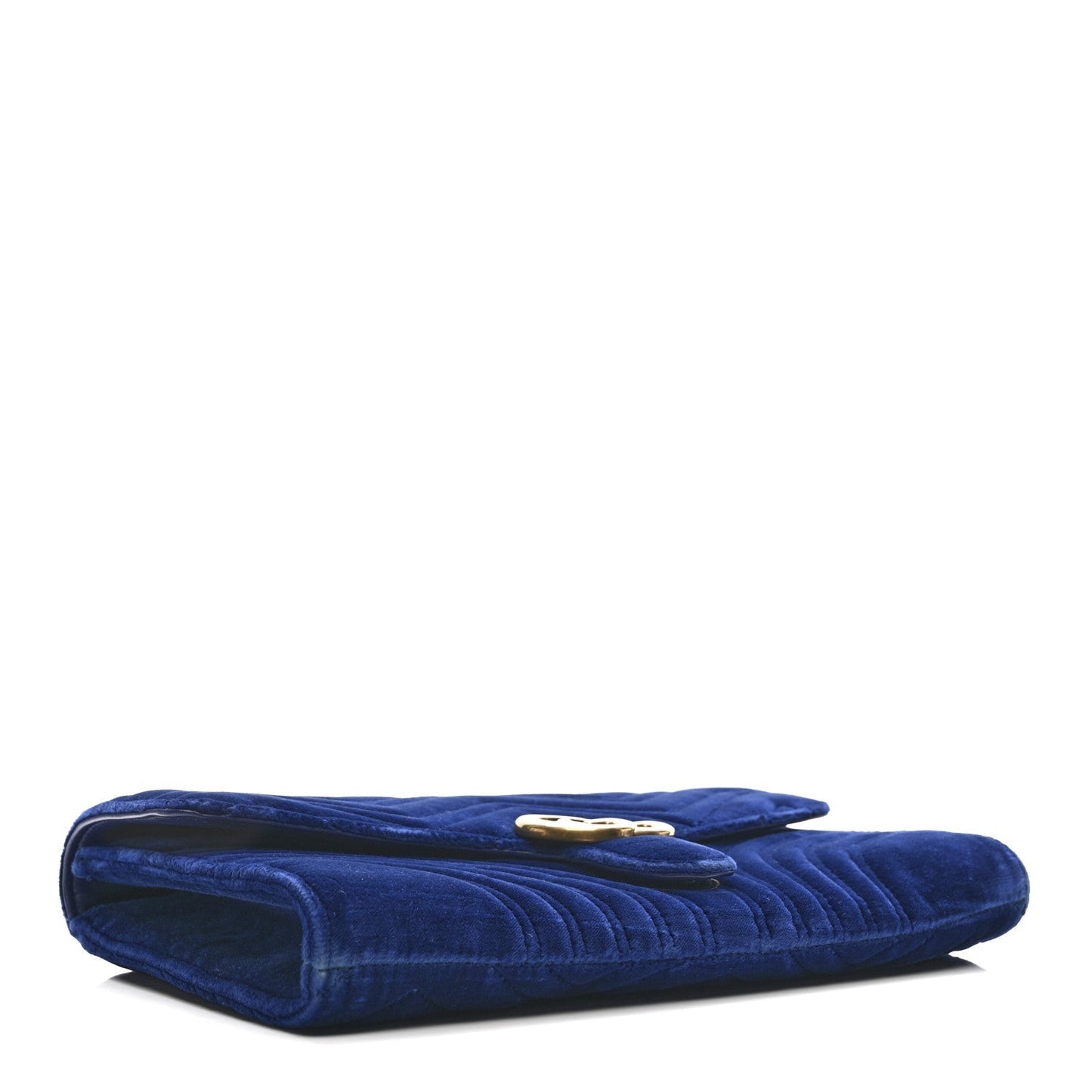 Velvet Matelasse GG Marmont Clutch Cobalt Blue