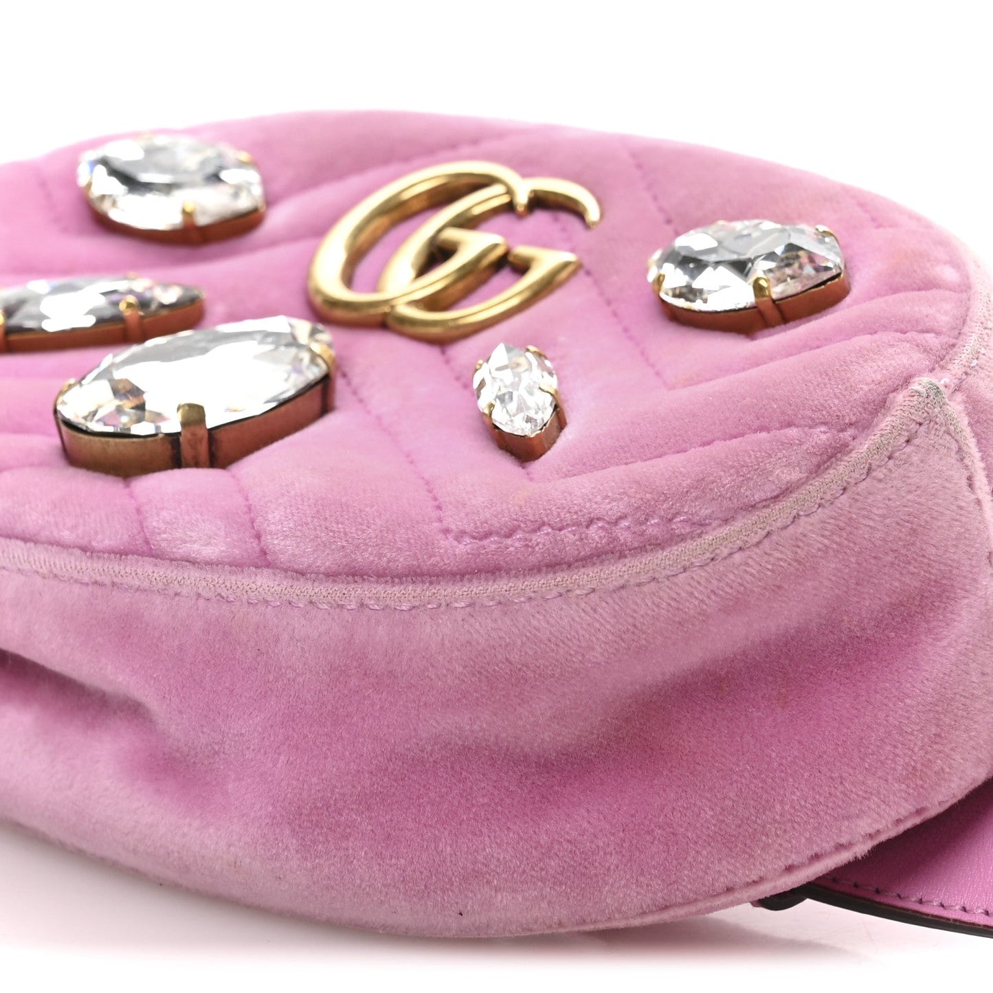 Velvet Matelasse Marquise Crystals GG Marmont Belt Bag 85 34 Malva