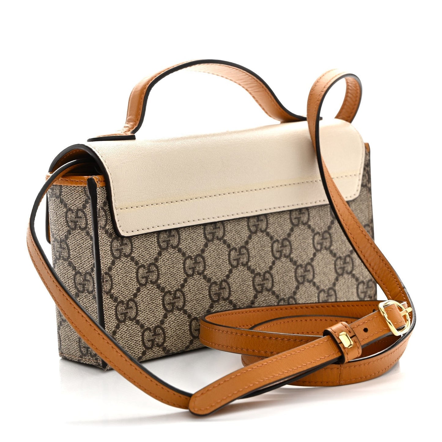 GG Supreme Monogram New Sakai Calfskin Mini Padlock Top Handle Shoulder Bag Beige Ebony Mystic White Sun Oil