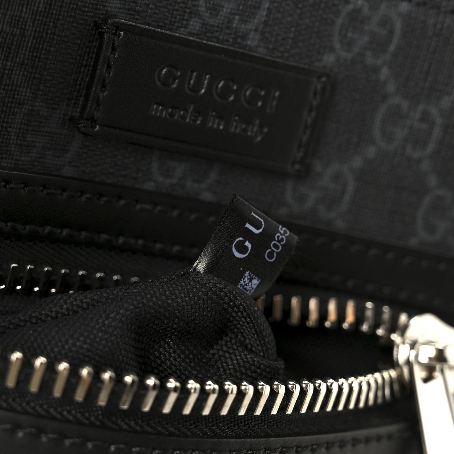 GG Supreme Monogram Web Small Flat Messenger Bag Black Grey