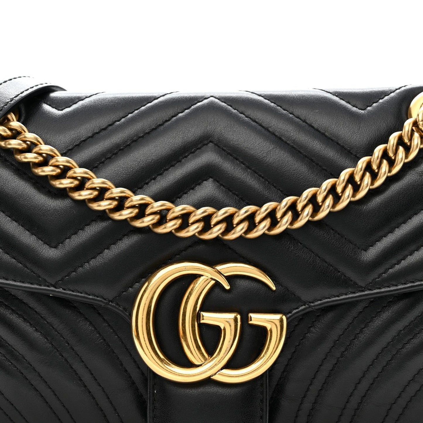 Calfskin Matelasse Small GG Marmont Shoulder Bag Black