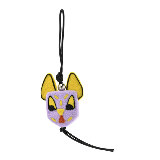 X LOUIS WAIN Felt Calfskin Cat Charm Purple Yellow