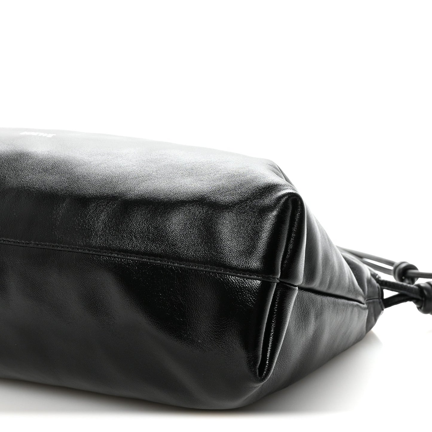 Patent Lambskin Donut Chain Large Flamenco Knot Clutch Black