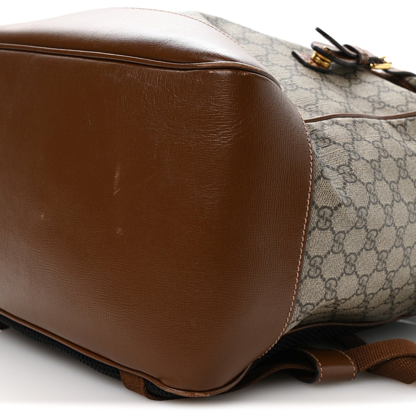 GG Supreme Monogram Azalea Calfskin Medium Retro Interlocking G Buckle Backpack Beige Ebony Brown Sugar