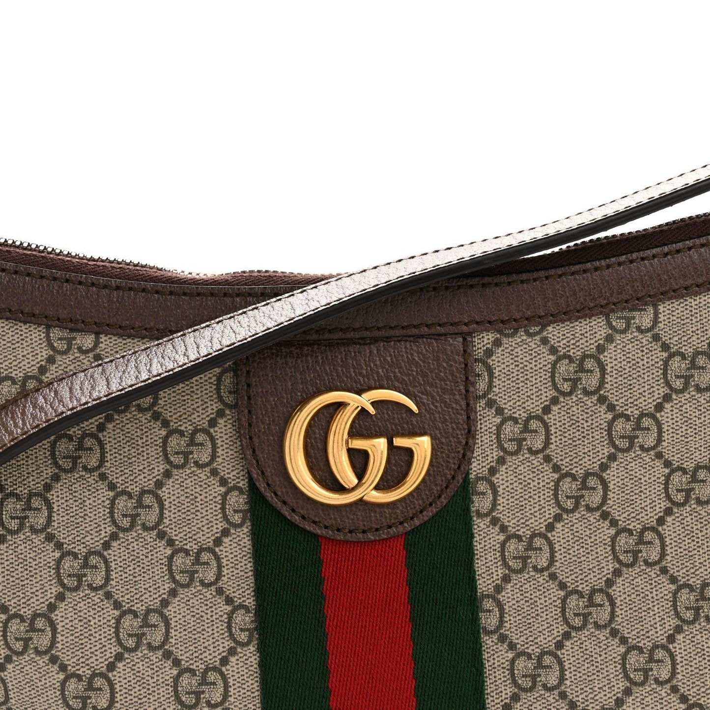 GG Supreme Monogram Web Small Ophidia Half Moon Hobo Brown