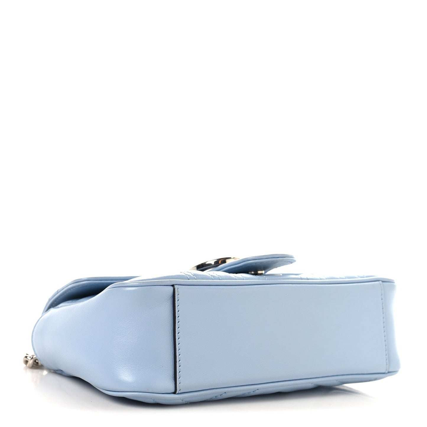 Calfskin Matelasse Mini GG Marmont Shoulder Bag Porcelain Light Blue