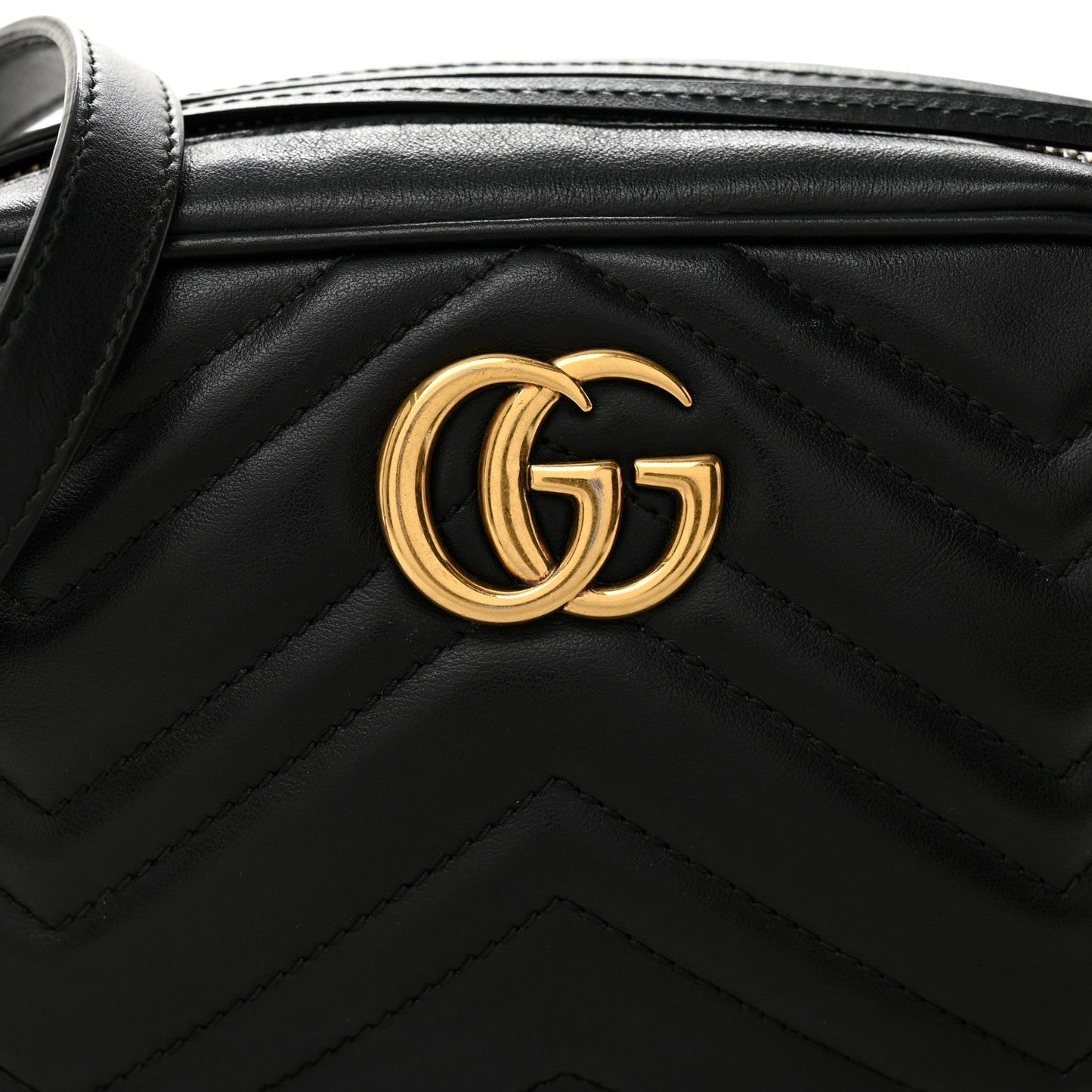 Calfskin Matelasse Mini GG Marmont Chain Shoulder Bag Black