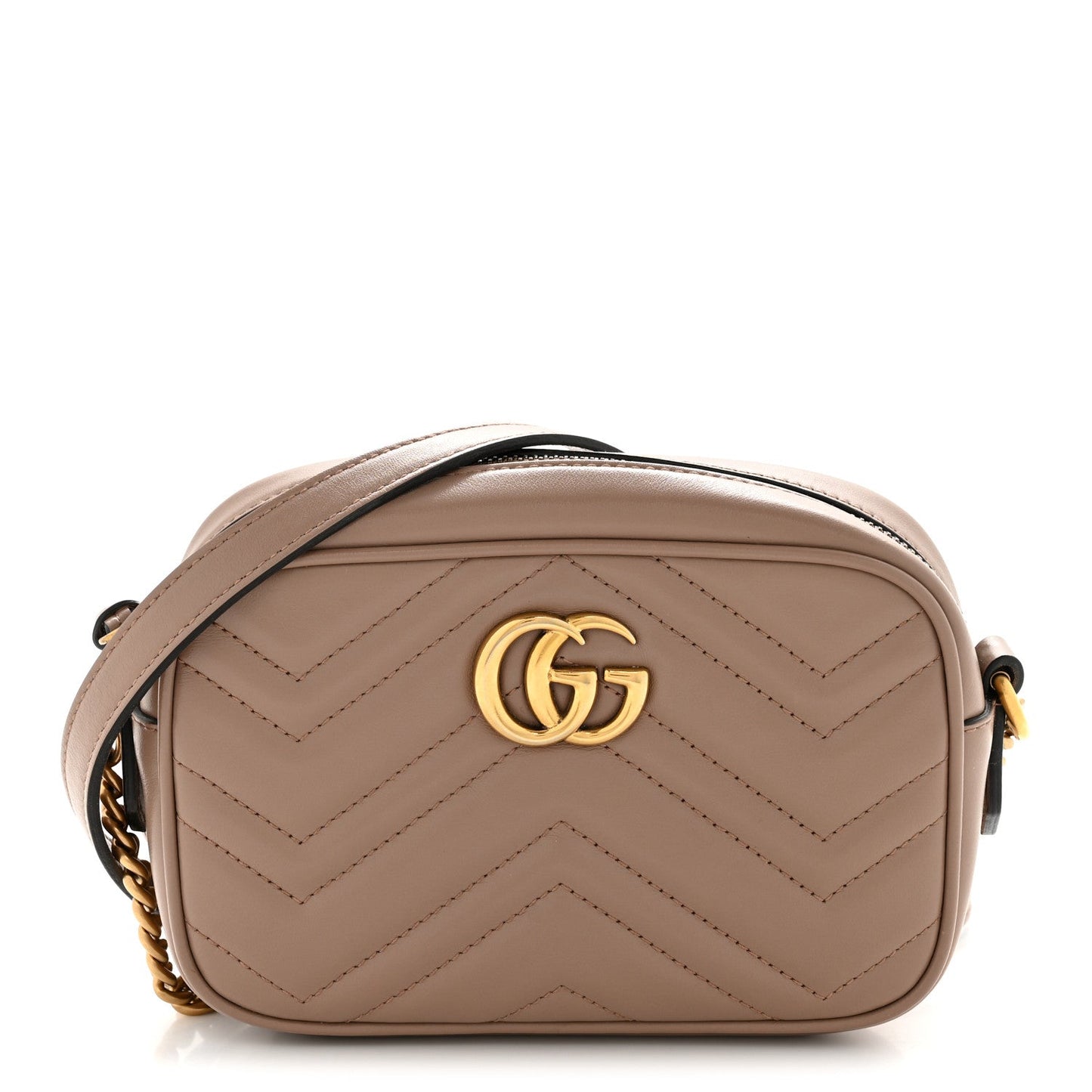 Calfskin Matelasse Mini GG Marmont Chain Shoulder Bag Porcelain Rose
