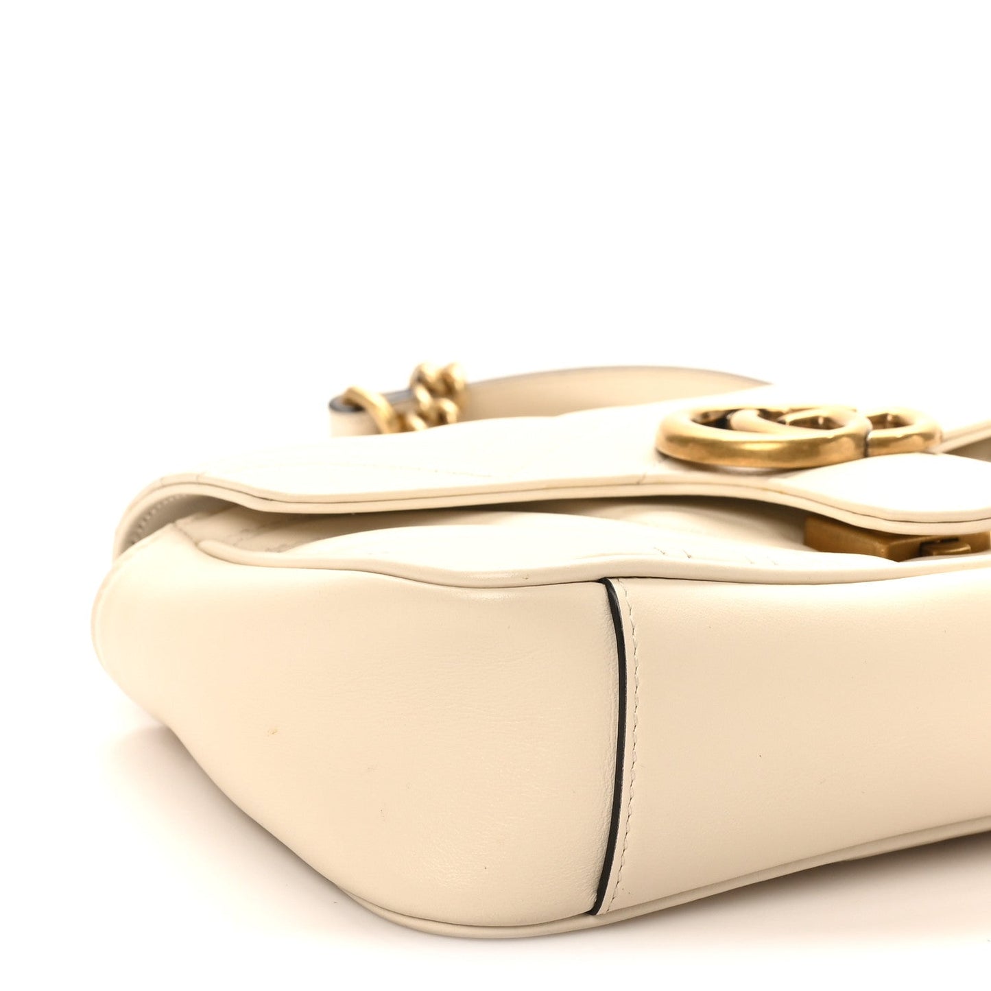 Calfskin Matelasse Mini GG Marmont Shoulder Bag White
