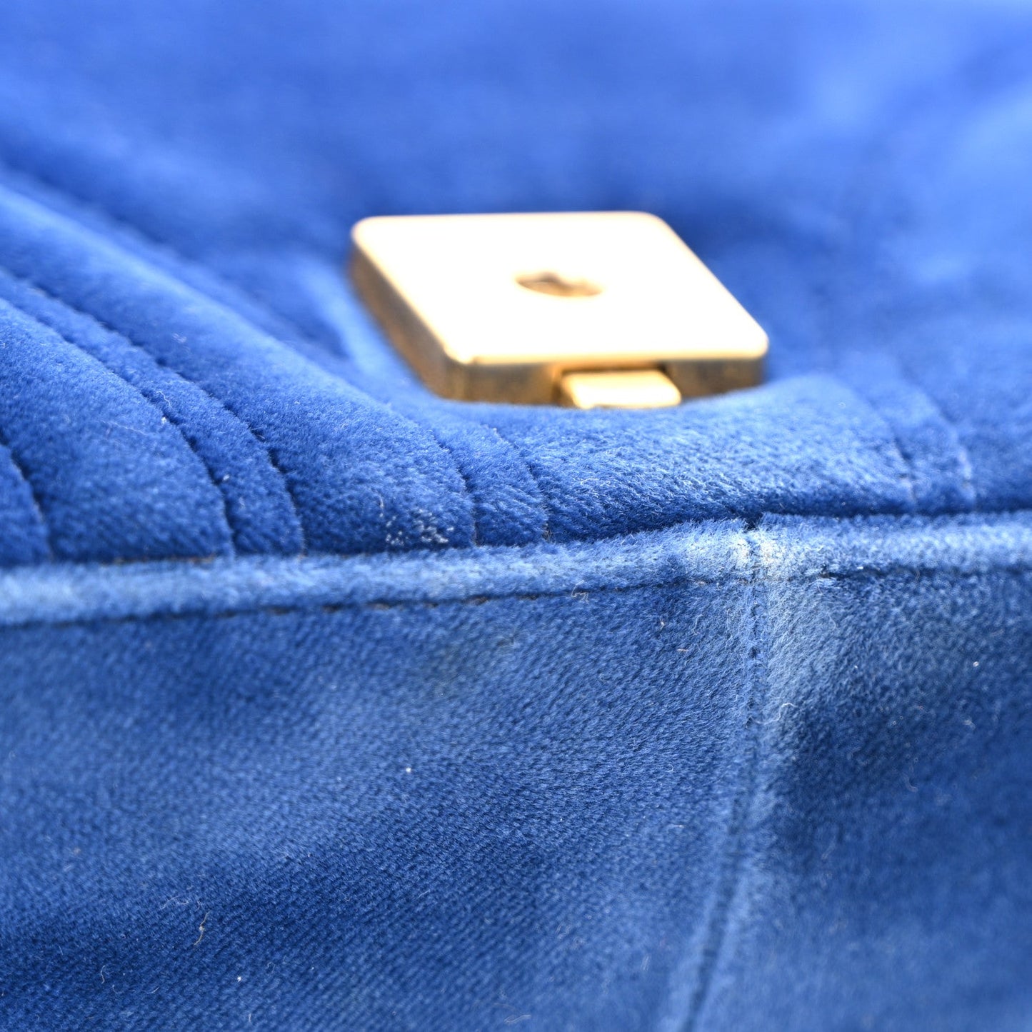 Velvet Matelasse Mini GG Marmont Shoulder Bag Cobalt Blue