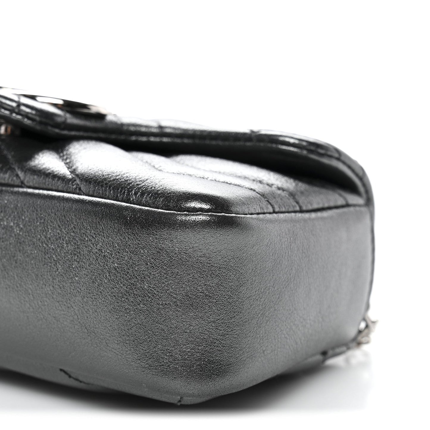 Metallic Lambskin Matelasse Mini GG Marmont Shoulder Bag Piombo