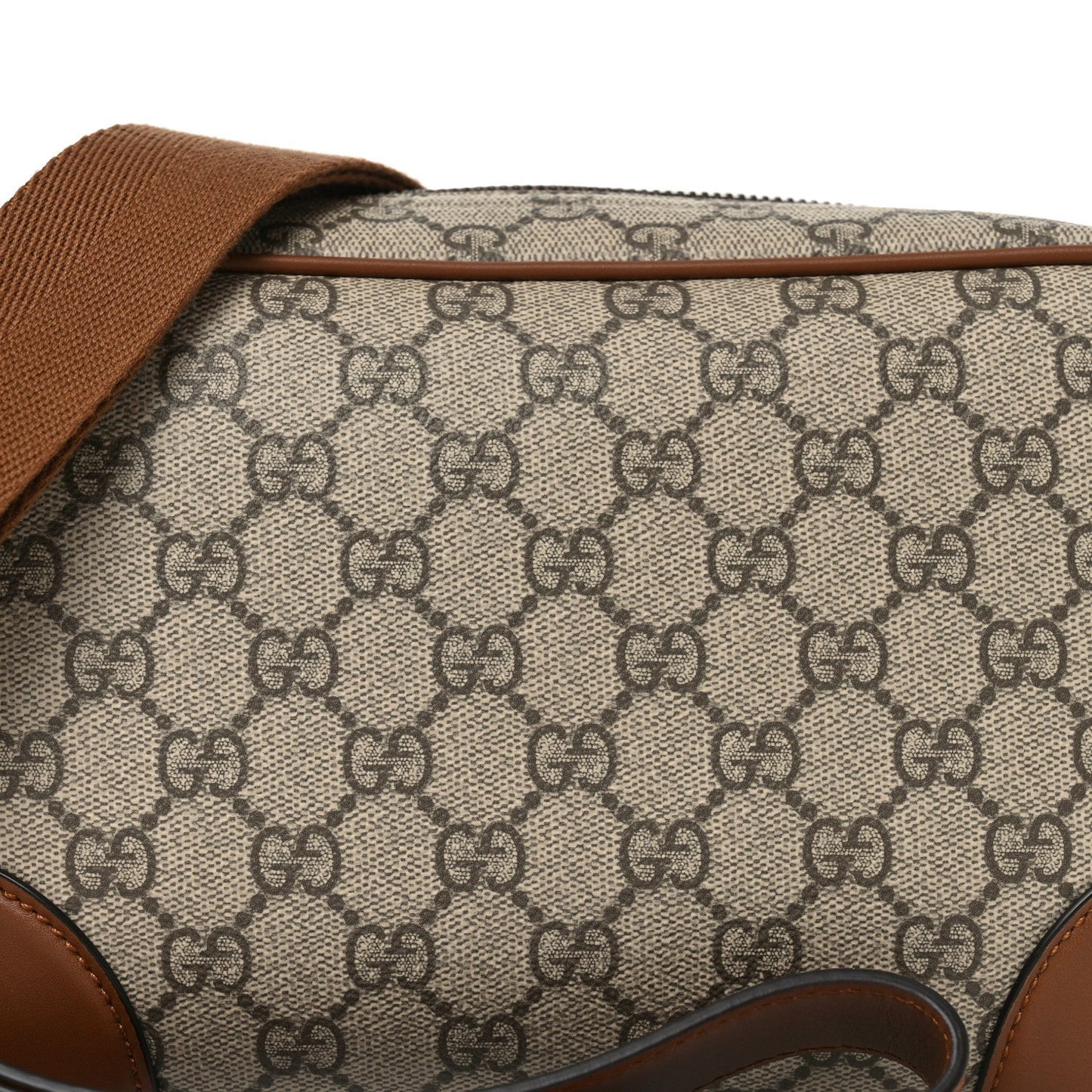 GG Supreme Monogram Textured Calfskin Emblem Small Crossbody Beige Ebony Old Sundial