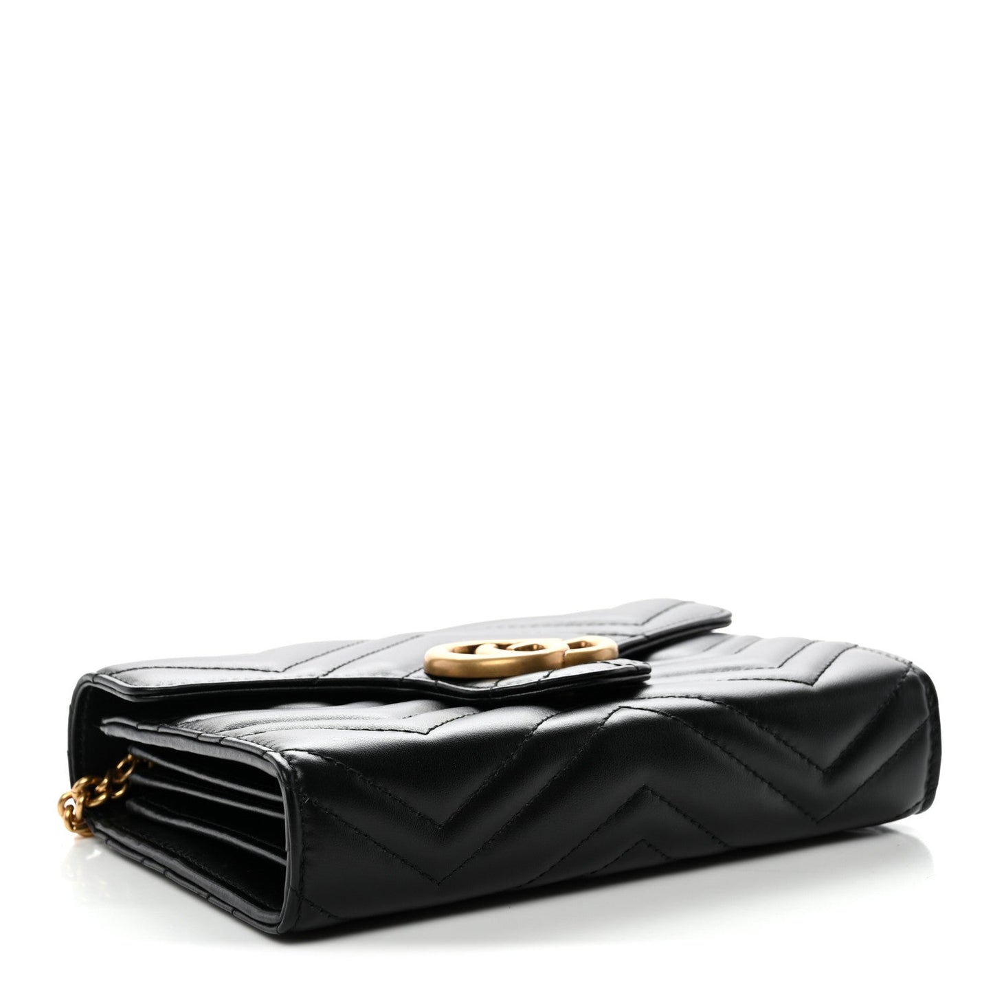 Calfskin Matelasse GG Marmont Chain Wallet Black