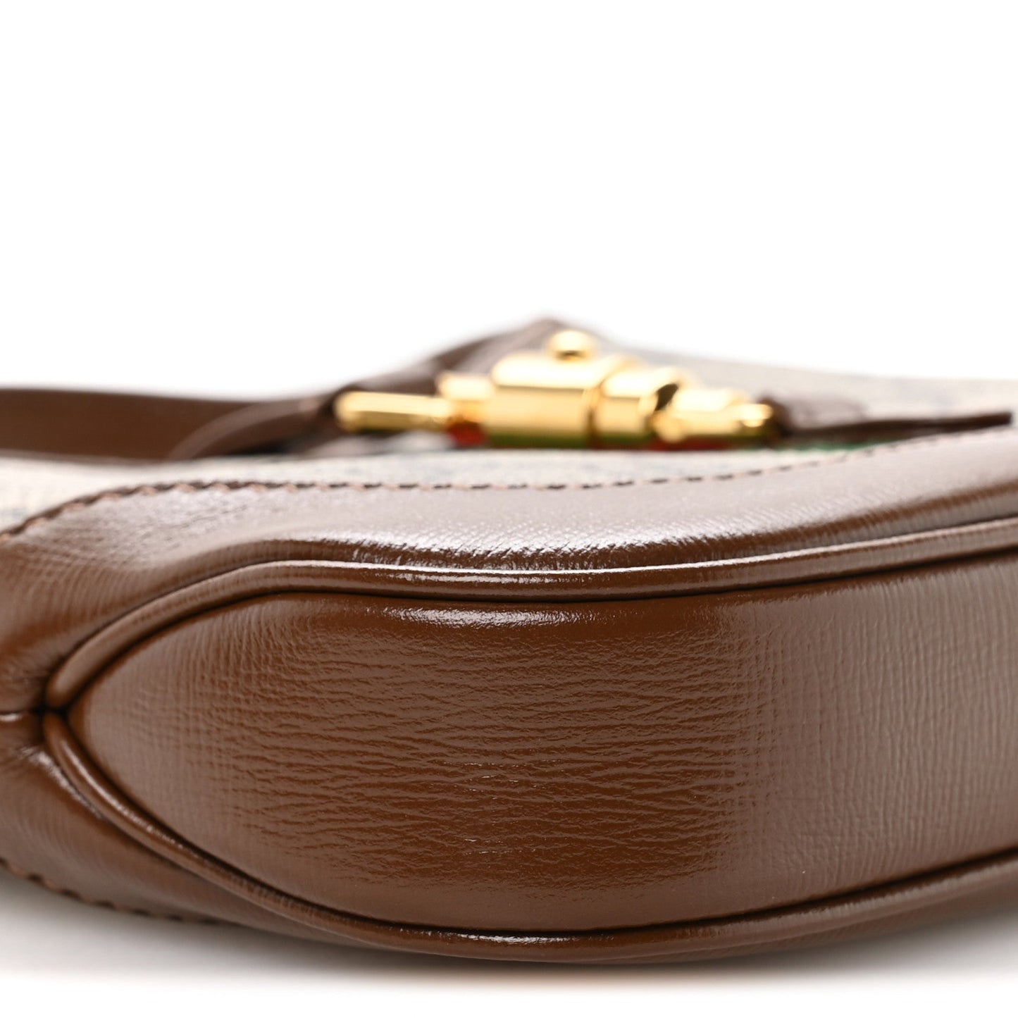 GG Supreme Monogram Azalea Calfskin Web Mini Jackie 1961 Hobo Beige Ebony Brown Sugar