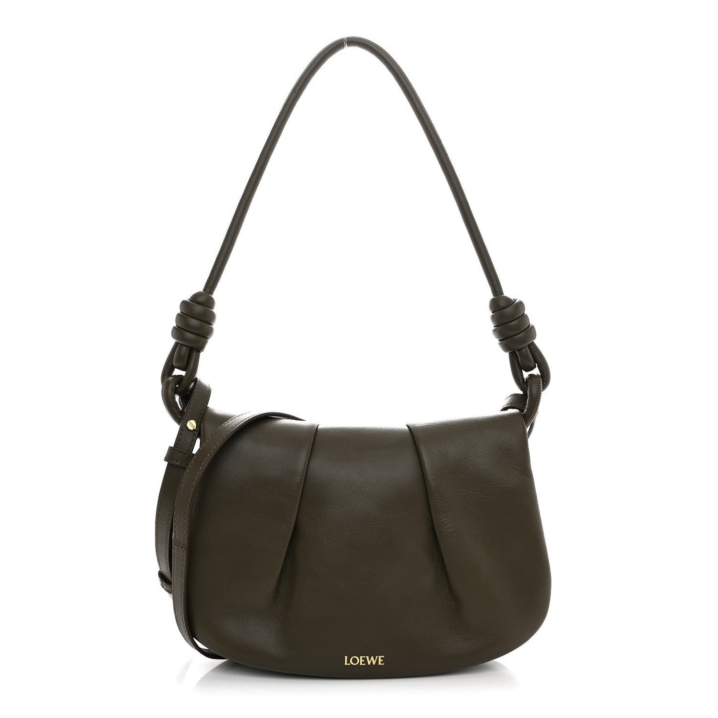 Shiny Nappa Calfskin Paseo Satchel Dark Khaki