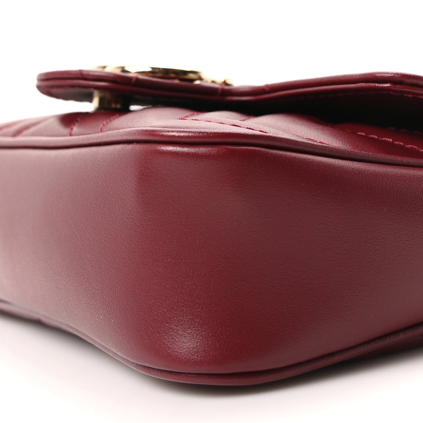 Calfskin Matelasse Super Mini GG Marmont Shoulder Bag Rosso Ancora