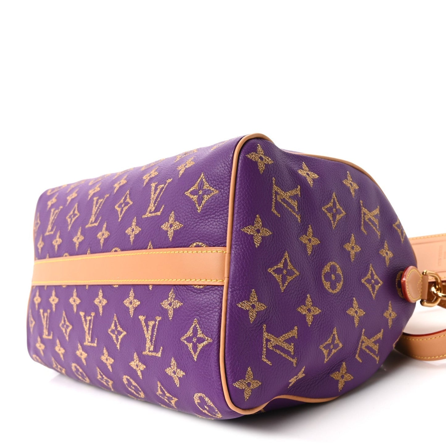 Calfskin Embroidered Monogram Speedy P9 Bandouliere 30 Golden Lotus Purple