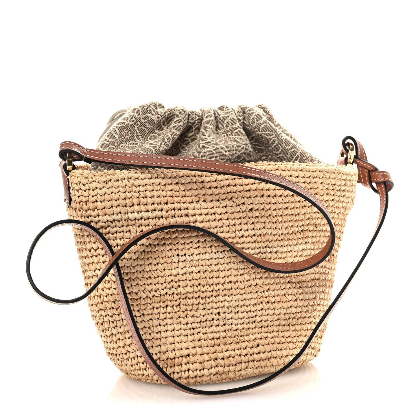 Calfskin Raffia Anagram Paulas Ibiza Pochette Bag Natural Tan