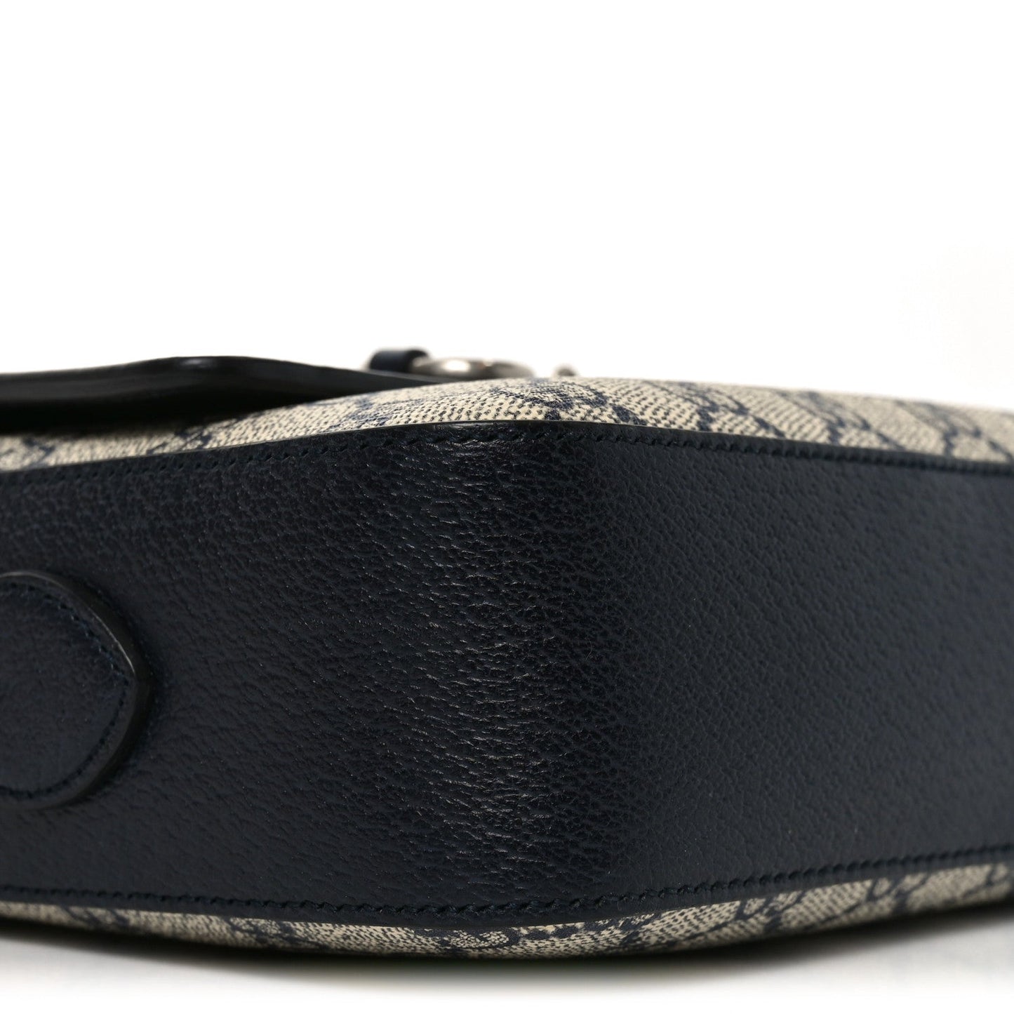 GG Supreme Monogram Textured Dollar Calfskin Small Horsebit 1955 Shoulder Bag Beige Blue