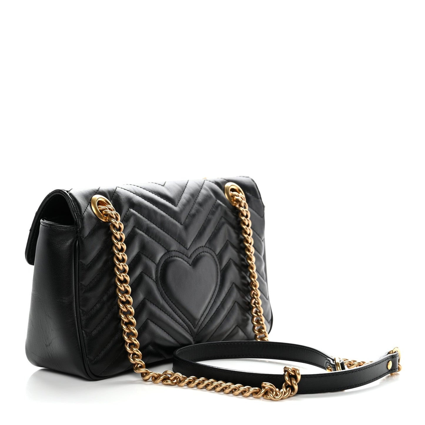 Calfskin Matelasse Small GG Marmont Shoulder Bag Black