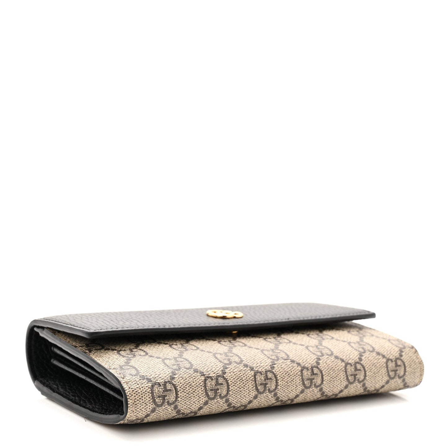 Dollar Calfskin GG Supreme Monogram Petite GG Marmont Wallet Chain Bag Black Beige Ebony