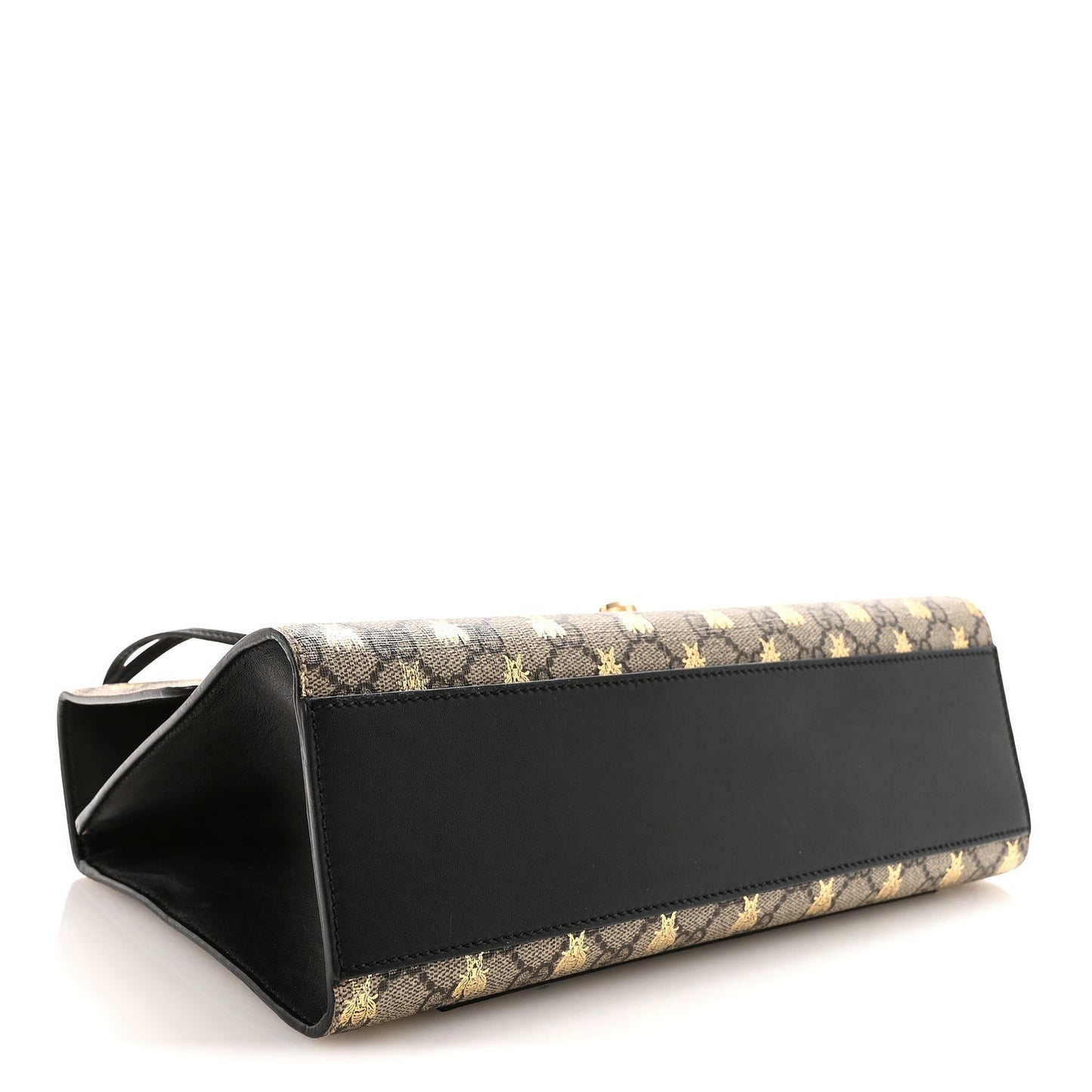 GG Supreme Monogram Bees Medium Padlock Shoulder Bag Beige Oro Black