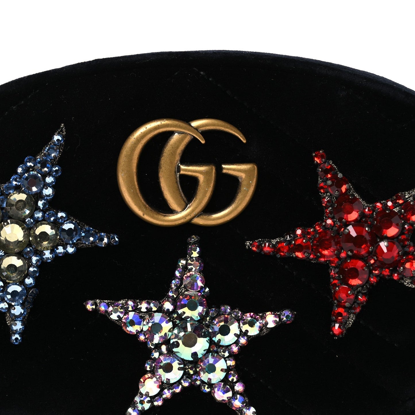 Velvet Matelasse Crystal Star GG Marmont Belt Bag 75 30 Black