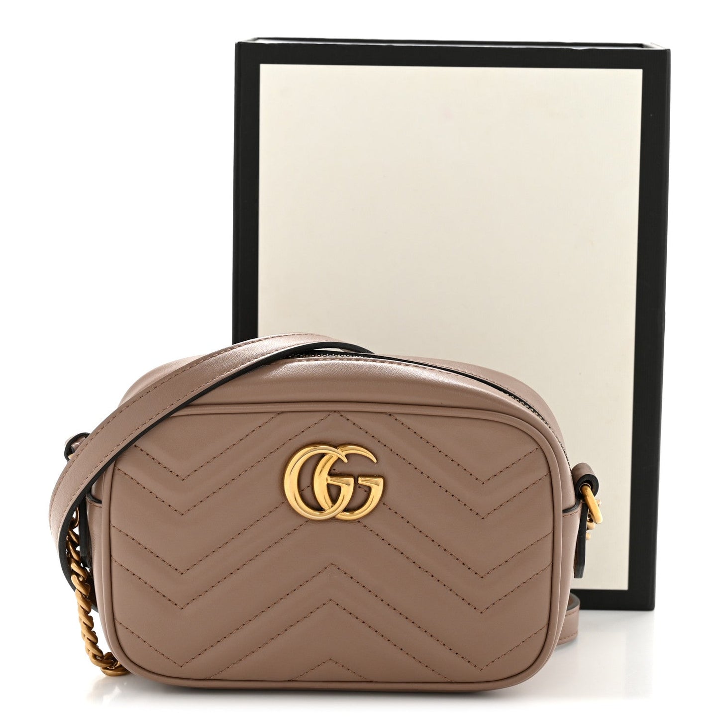 Calfskin Matelasse Mini GG Marmont Chain Shoulder Bag Porcelain Rose