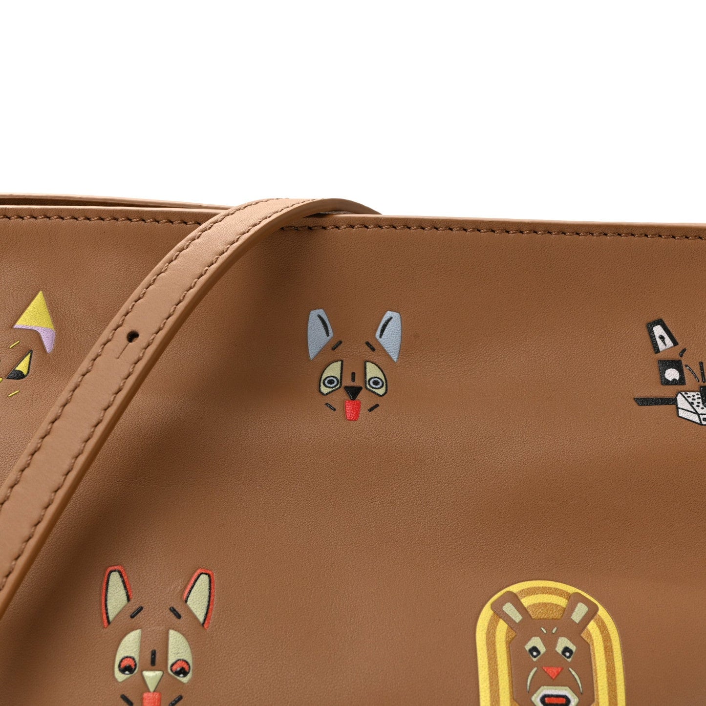 X Louis Wain Smooth Calfskin Futurist Cats Mini Flamenco Knot Clutch Mocha