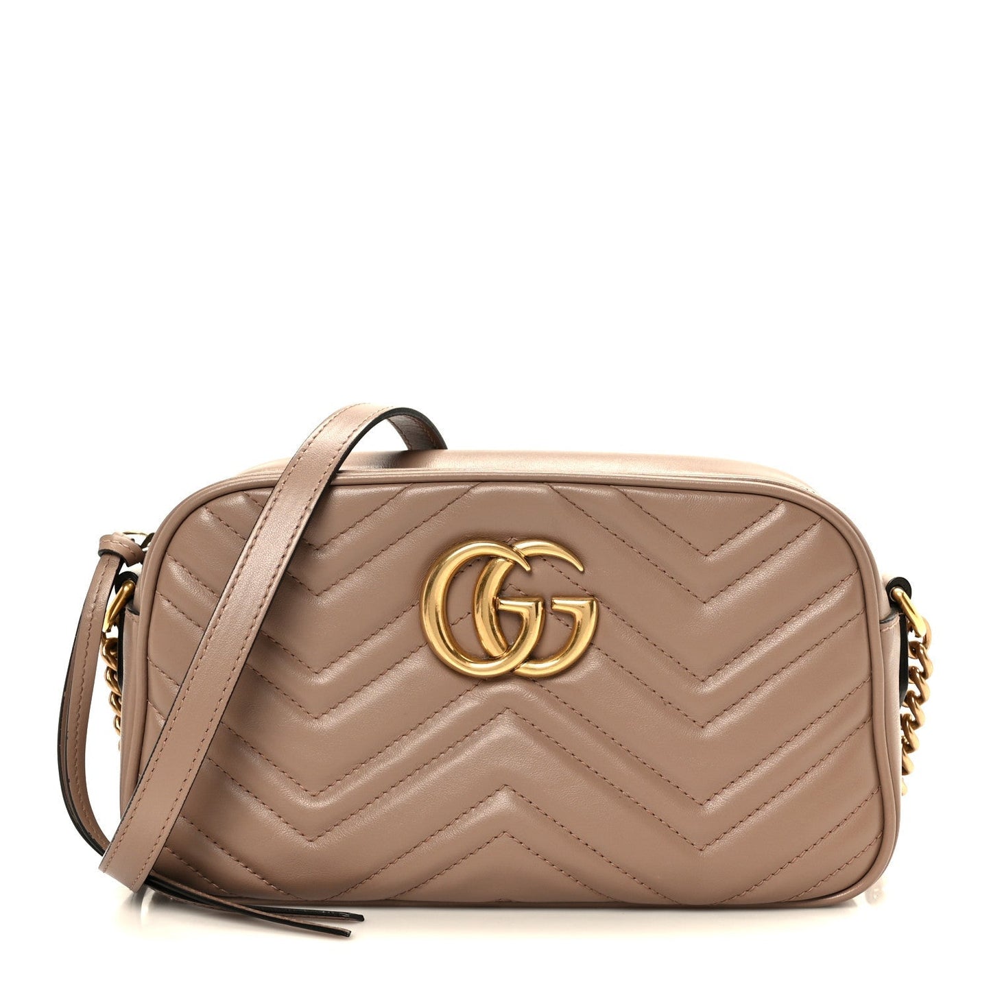 Calfskin Matelasse Small GG Marmont Chain Shoulder Bag Porcelain Rose