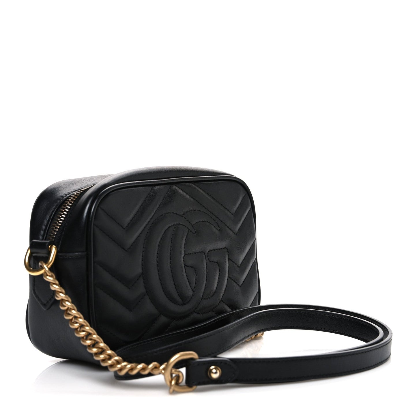 Calfskin Matelasse Mini GG Marmont Chain Shoulder Bag Black