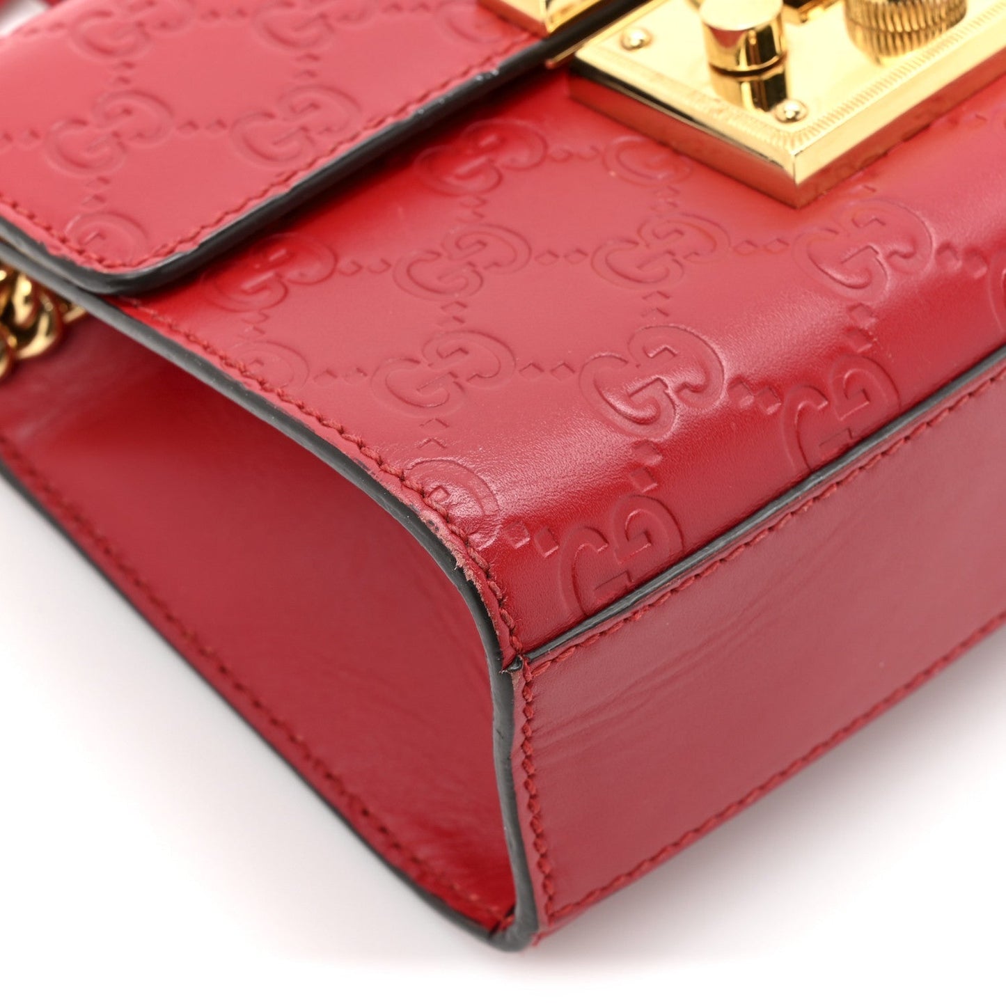 Guccissima Small Padlock Shoulder Bag Hibiscus Red