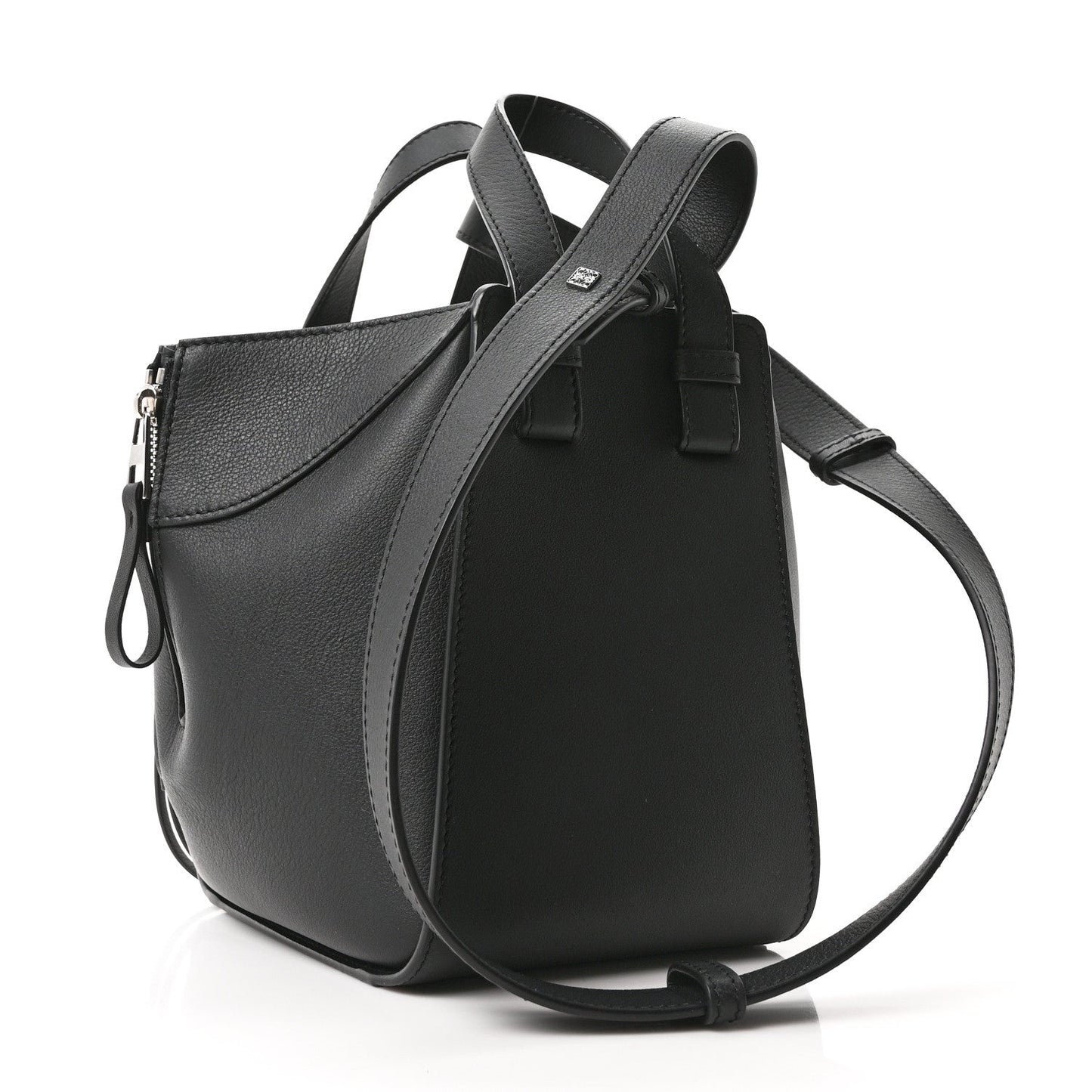 Soft Grained Calfskin Compact Hammock Shoulder Bag Black