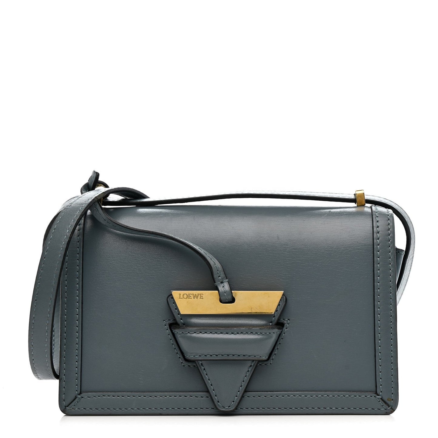 Calfskin Mini Barcelona Shoulder Bag Stone Blue