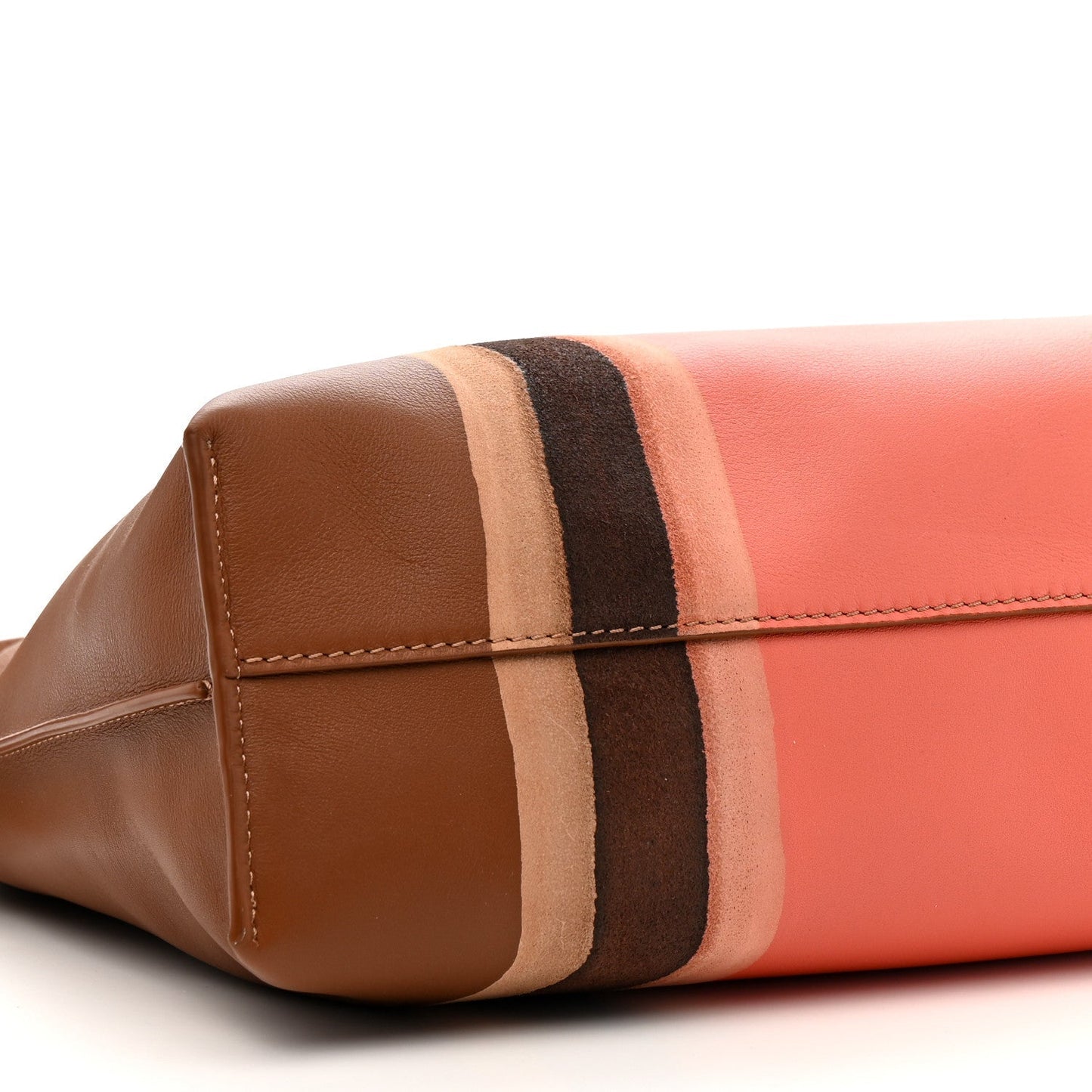 Nappa Calfskin Suede Medium Flamenco Landscape Knot Clutch Pecan Parrot Pink
