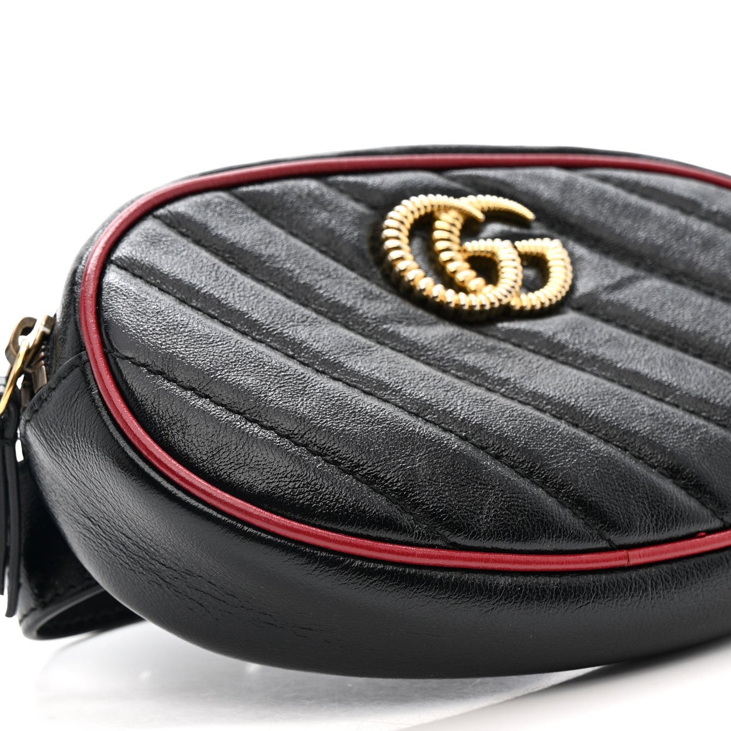 Azalea Calfskin Matelasse Diagonal Torchon GG Marmont Belt Bag 85 34 Black Romantic Cerise