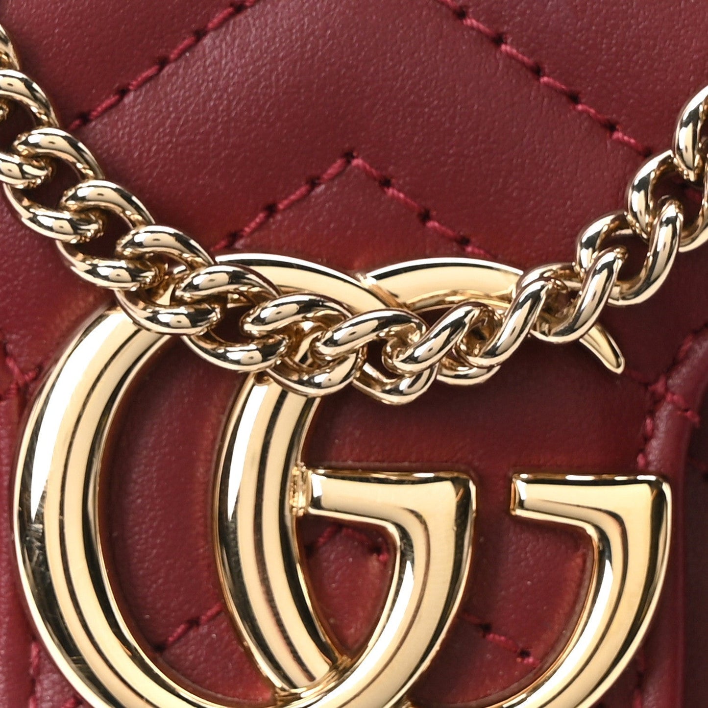 Calfskin Matelasse Super Mini GG Marmont Shoulder Bag Rosso Ancora