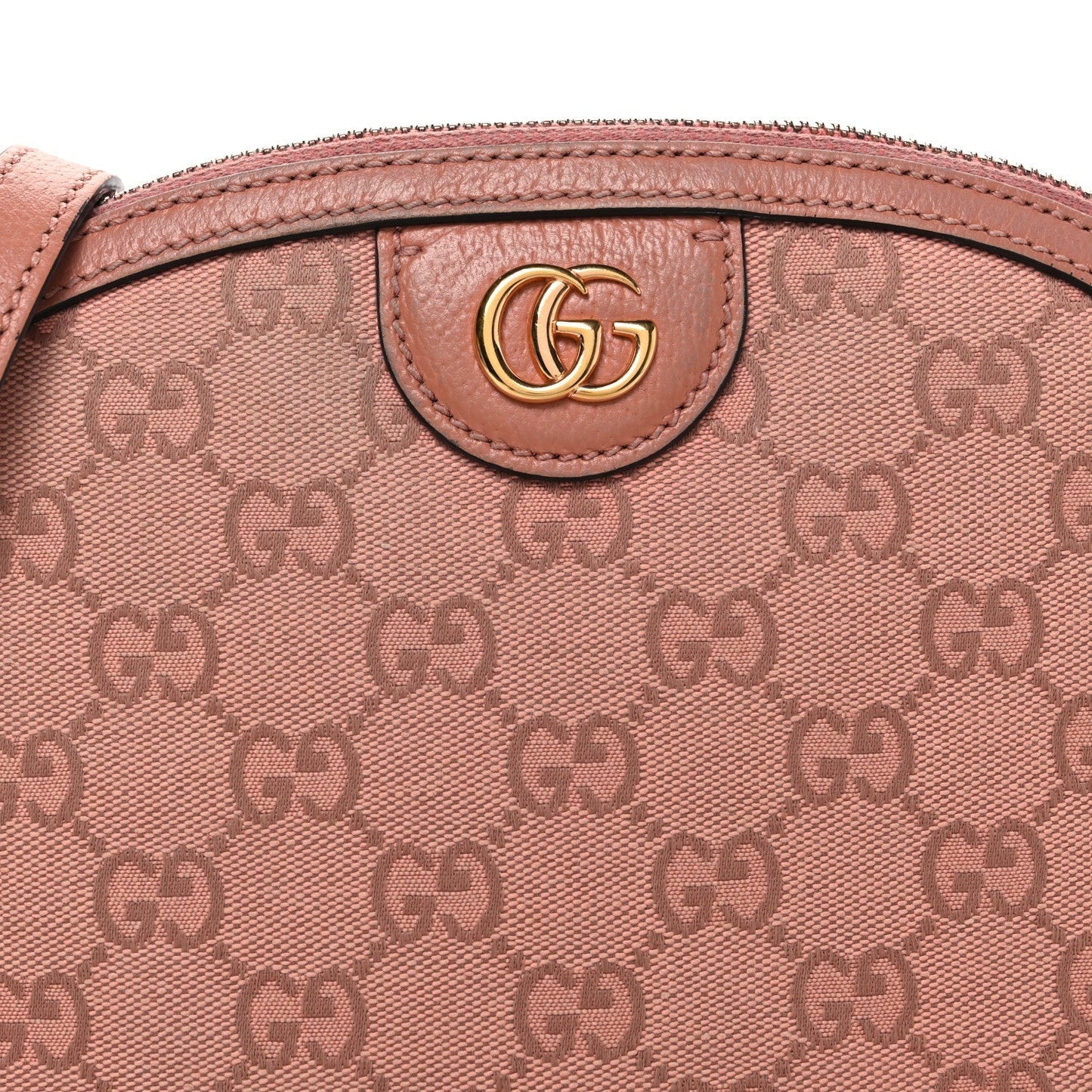 Monogram Textured Dollar Calfskin Small Ophidia Dome Shoulder Bag Cloche Rose Pink