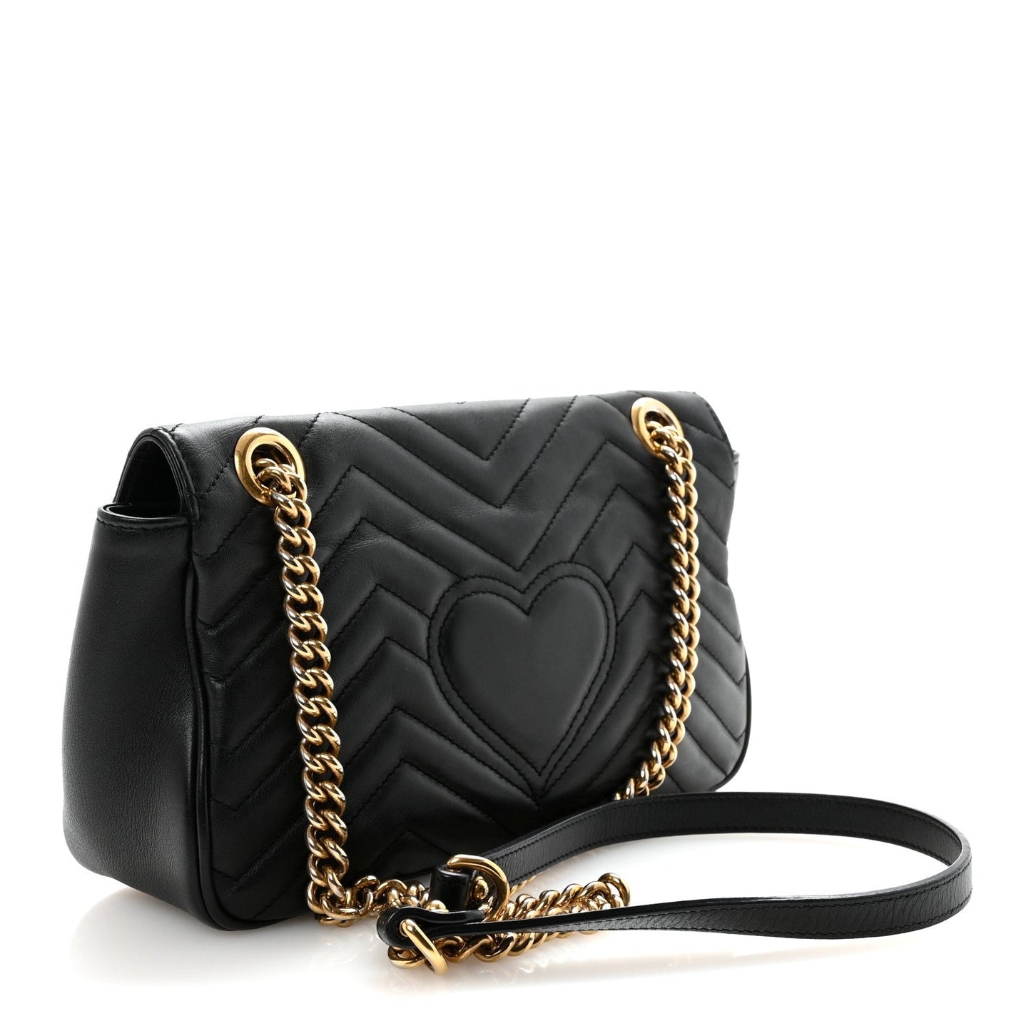 Calfskin Matelasse Small GG Marmont Shoulder Bag Black