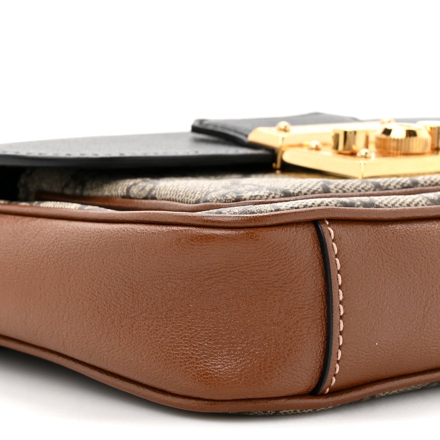 GG Supreme Monogram New Sakai Lux Calfskin Mini Padlock Flap Pocket Shoulder Bag Beige Ebony Black Cuir
