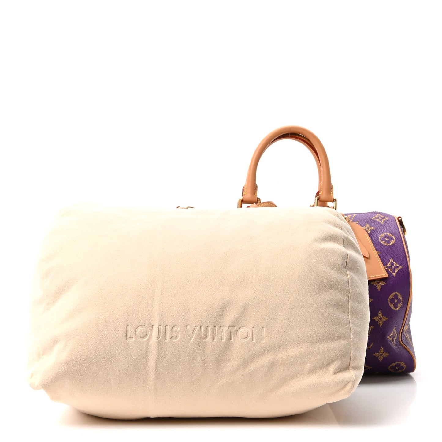 Calfskin Embroidered Monogram Speedy P9 Bandouliere 30 Golden Lotus Purple