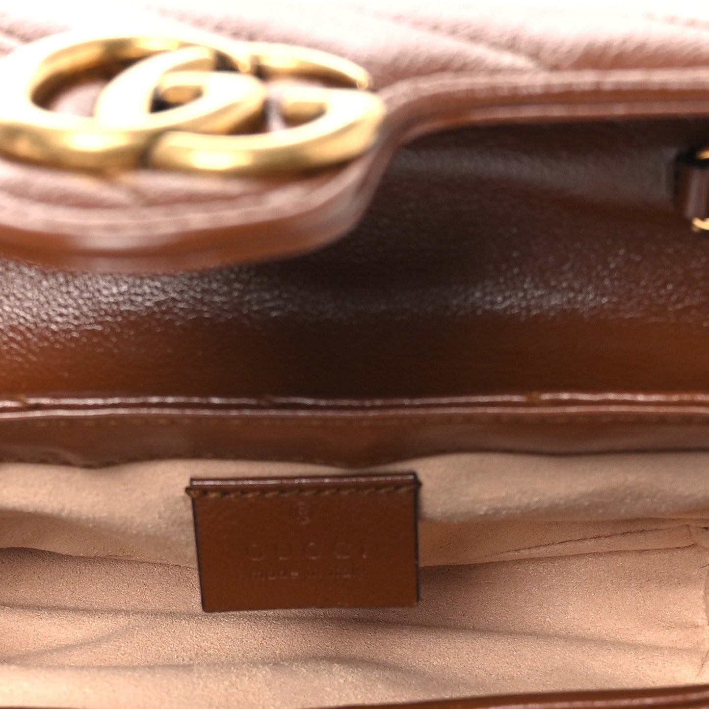 Azalea Calfskin Matelasse Diagonal Super Mini GG Marmont Shoulder Bag Cuir
