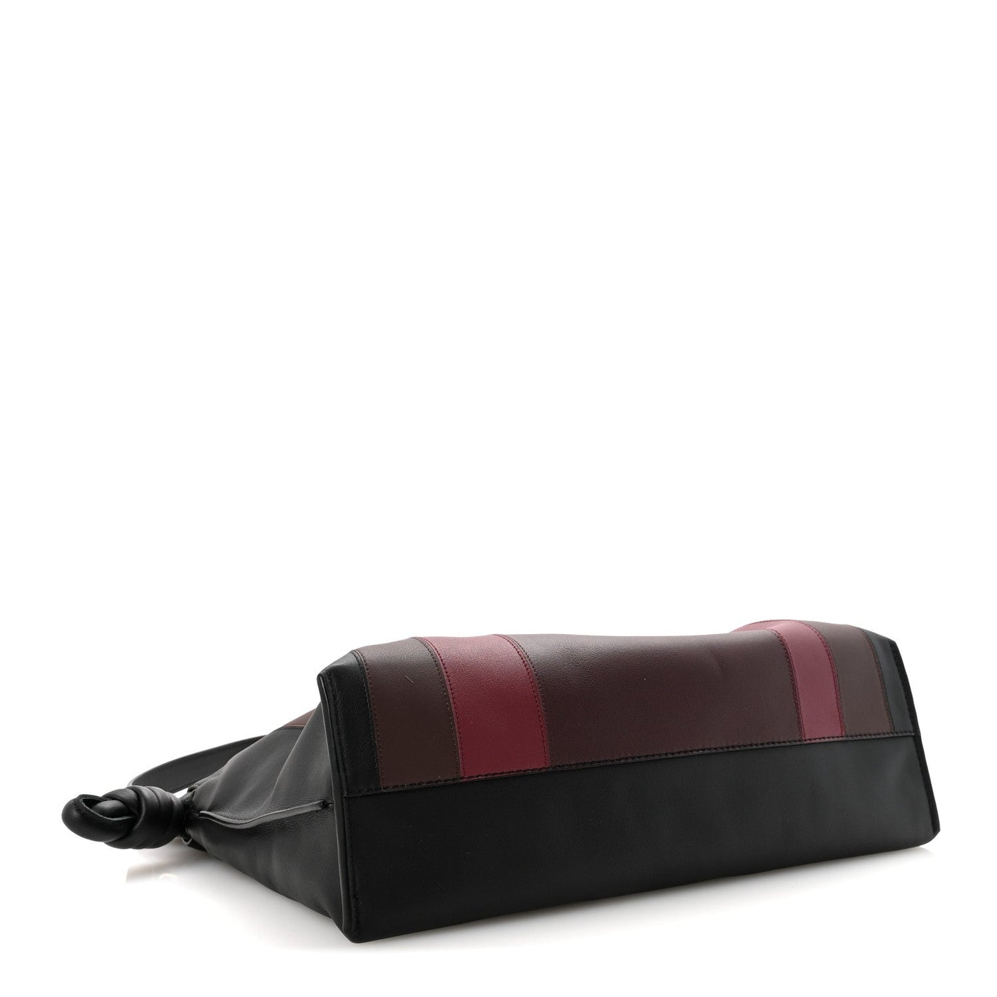 X ALBERS Nappa Calfskin Medium Flamenco Knot Clutch Black Burgundy