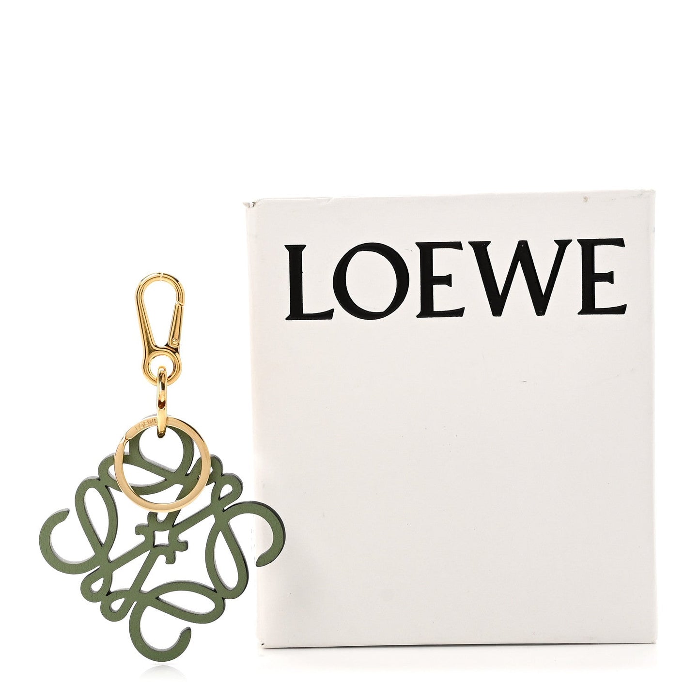 Calfskin Anagram Bag Charm Key Holder Avocado