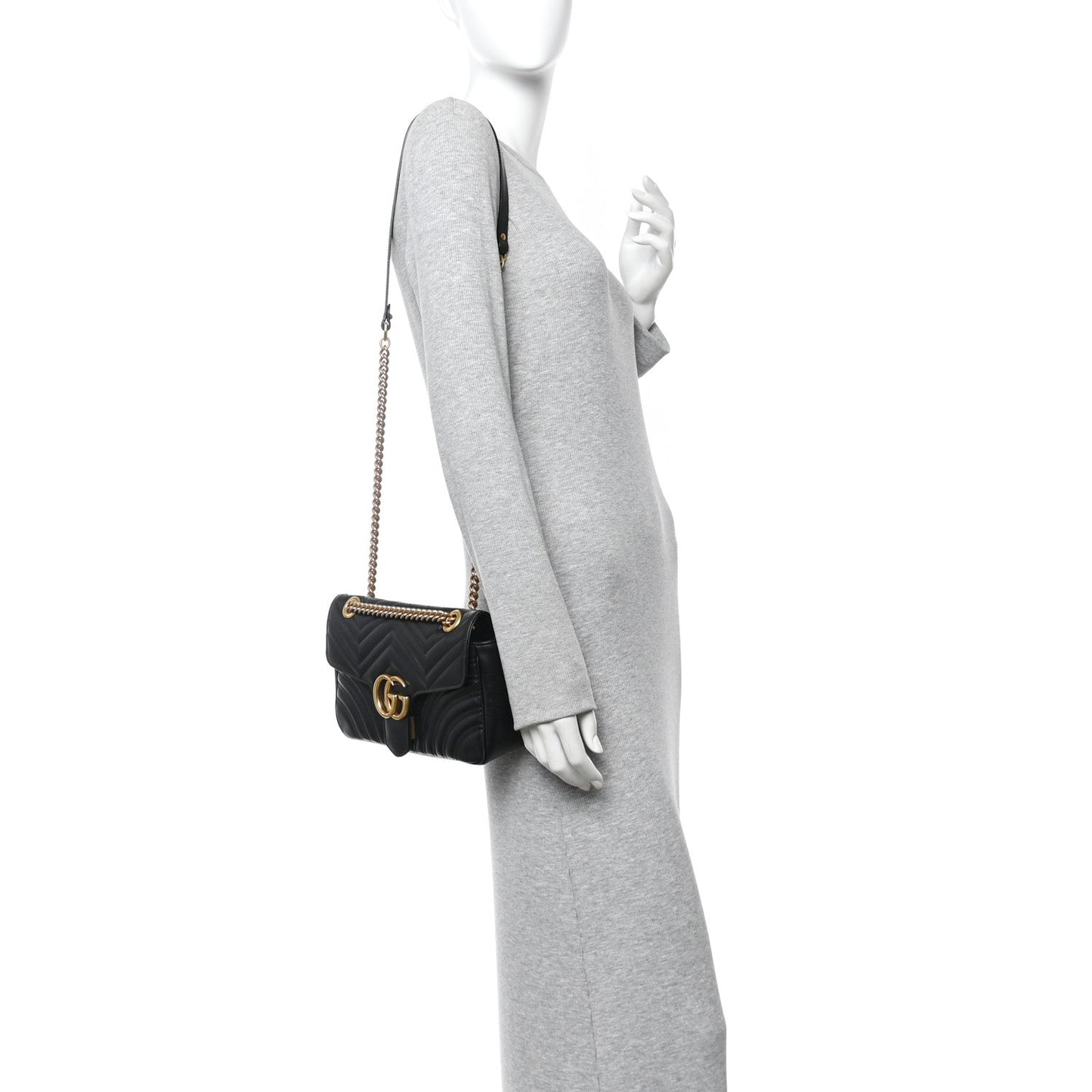 Calfskin Matelasse Small GG Marmont Shoulder Bag Black