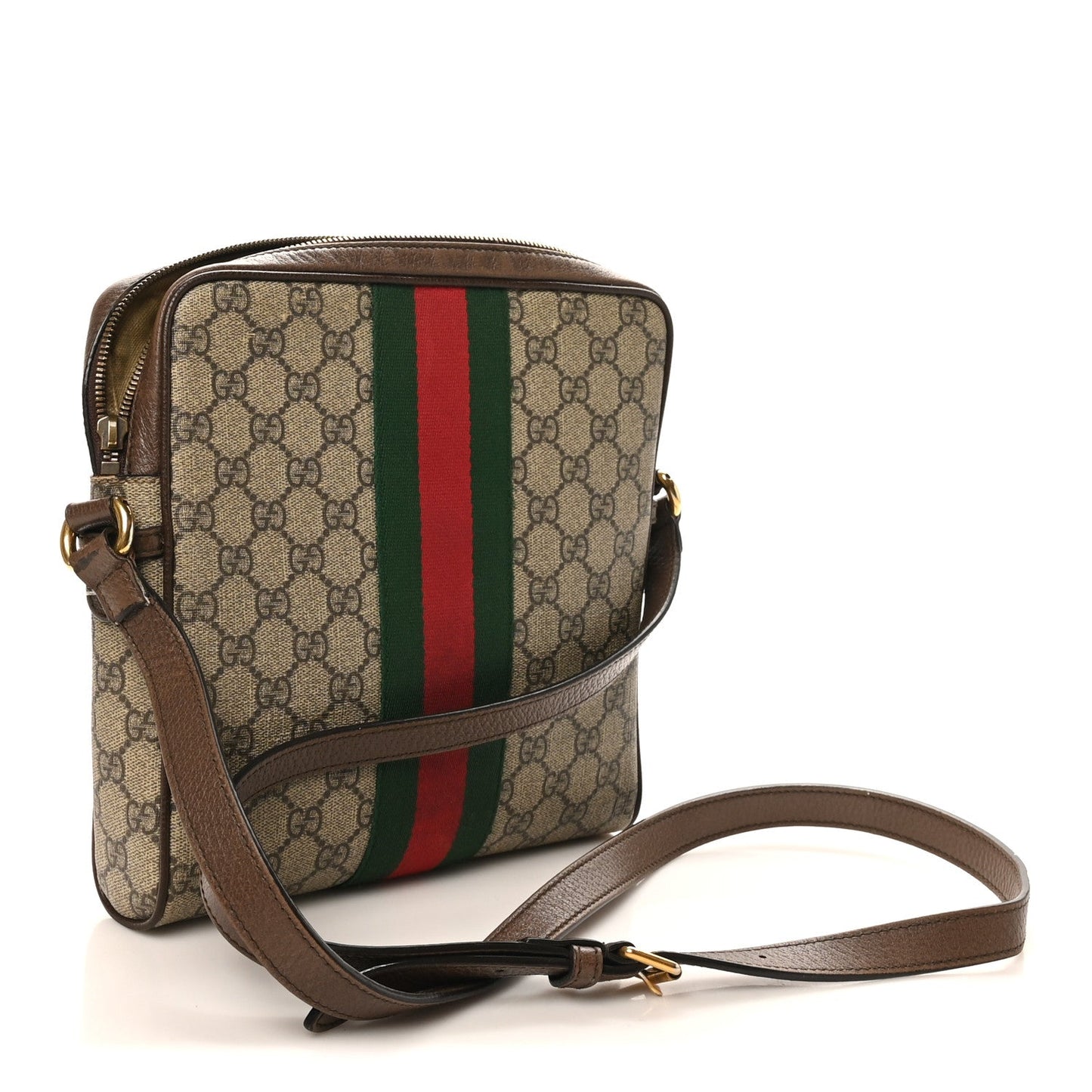 GG Supreme Monogram Web Small Ophidia Messenger Bag Brown
