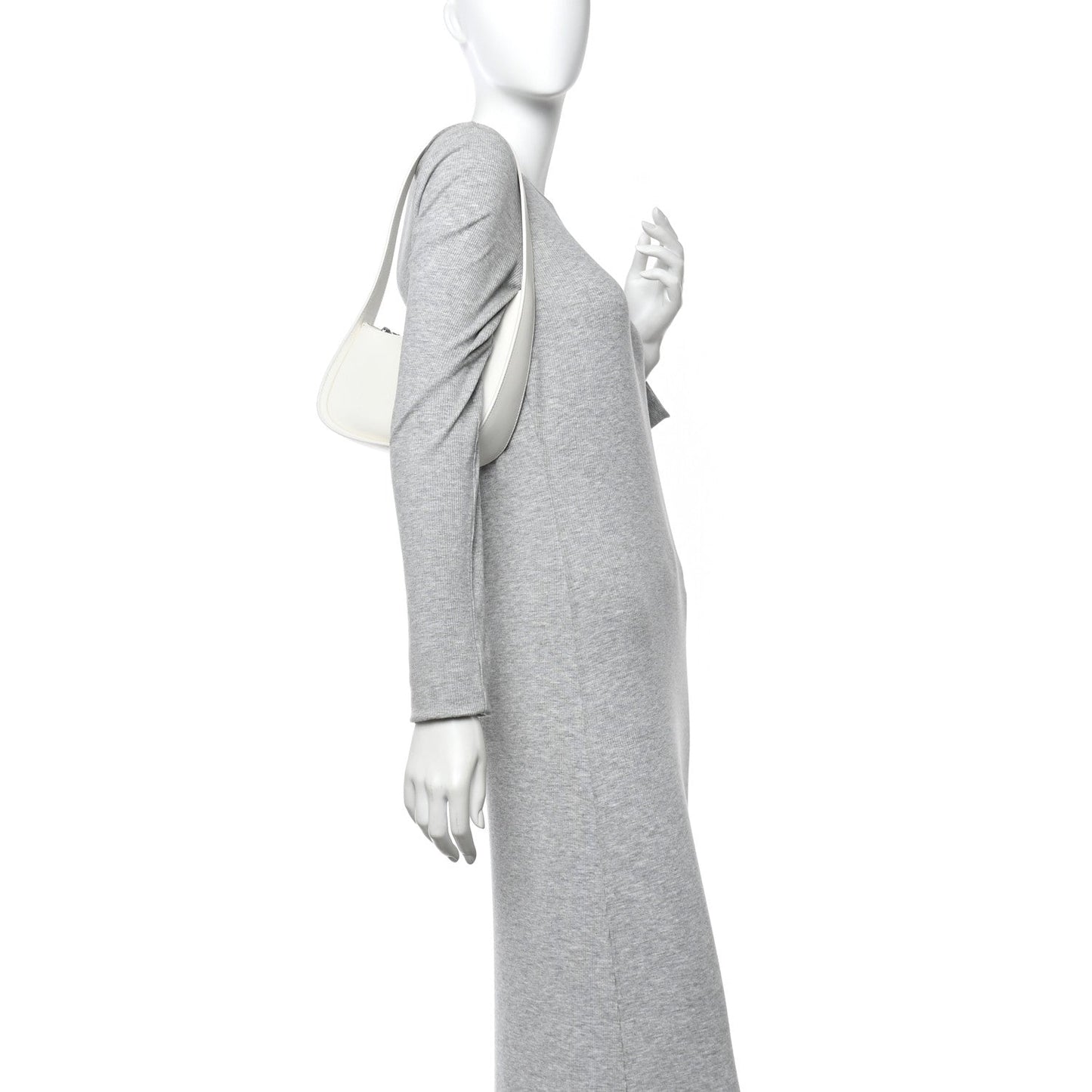 Smooth Calfskin Half Moon Shoulder Bag New Ivory