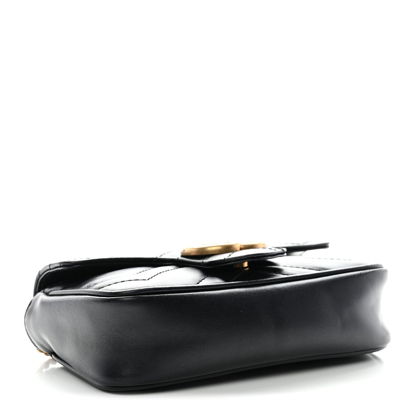 Calfskin Matelasse Super Mini GG Marmont Shoulder Bag Black